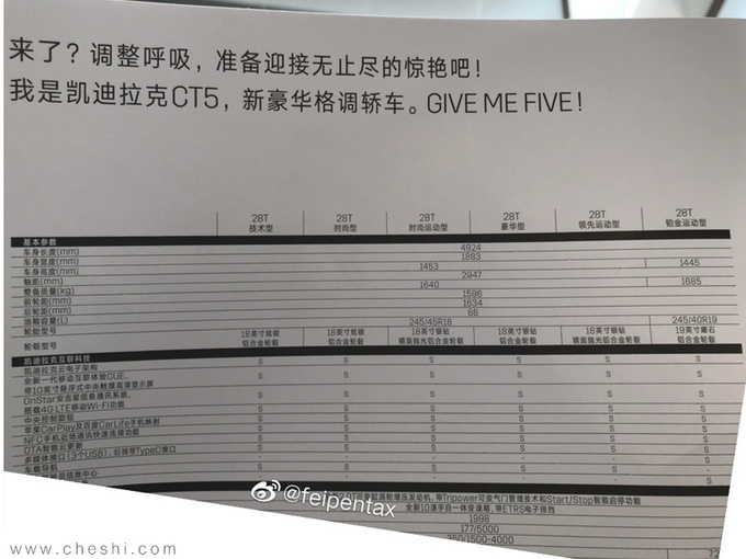 28万起售的凯迪拉克CT5 配置曝光！这配置够厚道吗？